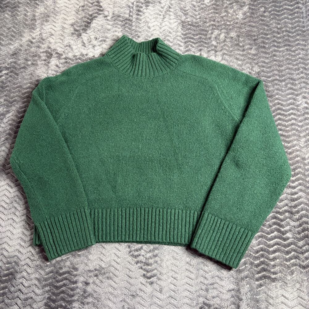 Abercrombie & Fitch M Dark Green Funnel Neck Relaxed Fit Ribbed Knit Sweater